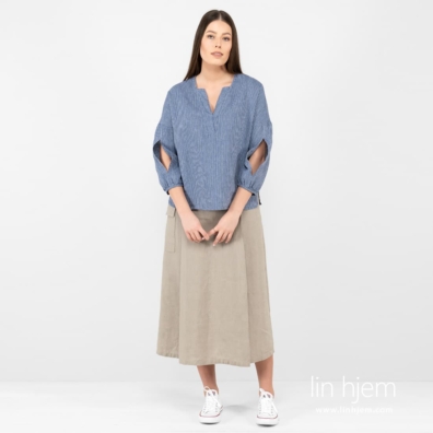 ZANZIBAR beige linskjørt, lang, utsvingt silhuett