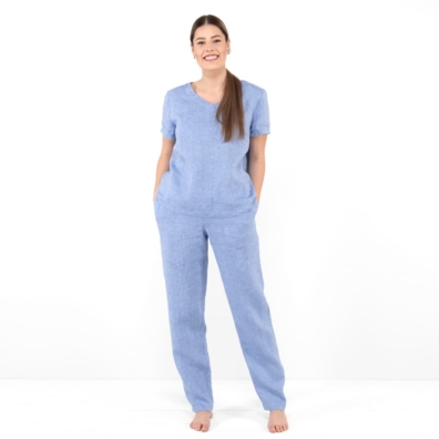 LILLY blå linbluse og bukse
