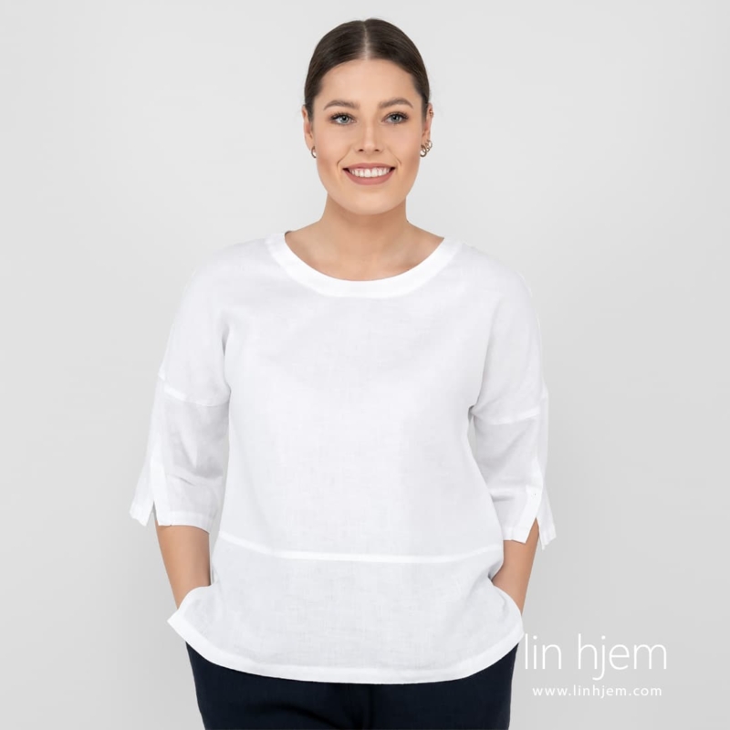 DAPHNE hvit linbluse