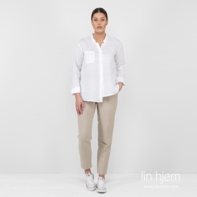 UMBER hvit linbluse med lange ermer