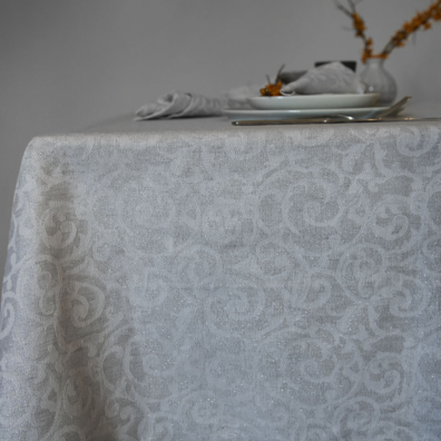 ATLANTA lys grå lin-bomull-polyester duk, jacquard