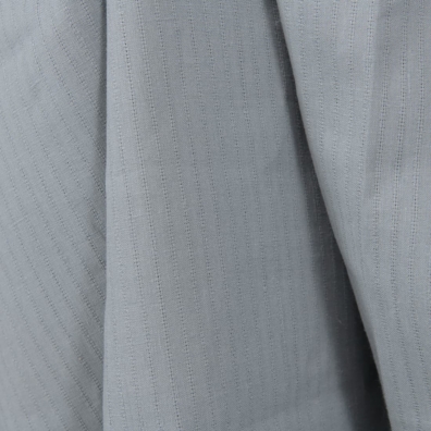 Linstoff blågrått med transparente striper for å sy klær og hjemmetekstiler