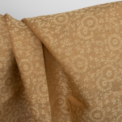 Linstoff jacquard gulbrun for å sy klær og hjemmetekstiler