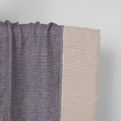 Linstoff blå-beige tosidig vasket