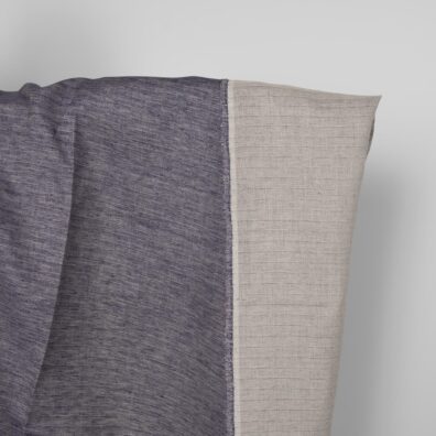Linstoff blå-beige tosidig