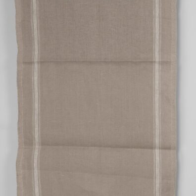 Håndkle linstoff beige med hvite striper i kantene