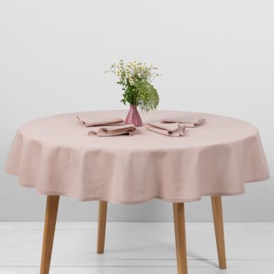 Rund (oval) gammelrosa halvlin duk