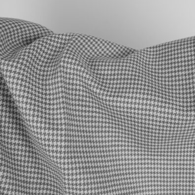 Lin-bomullsstoff grå i houndstooth mønster 150cm bredt