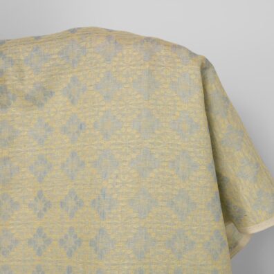 Gult floral linstoff jacquard 150cm bredt
