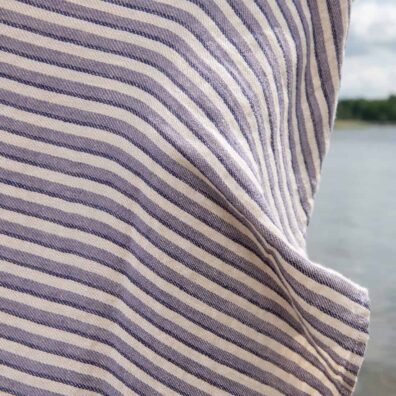 CUBA lin strandhåndkle lilla-mørkeblå-beige stripete