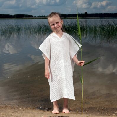 BINGO halvlin poncho hvitt